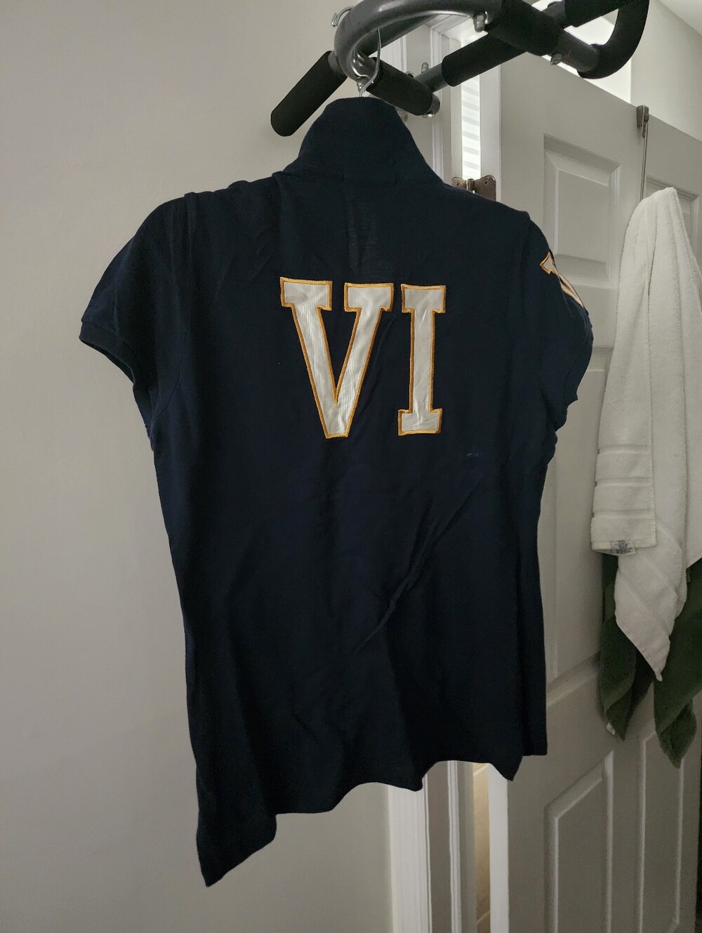 Ralph Lauren Navy Polo with Gold Mercer Club Crest.  Unisex. - Picture 4 of 9